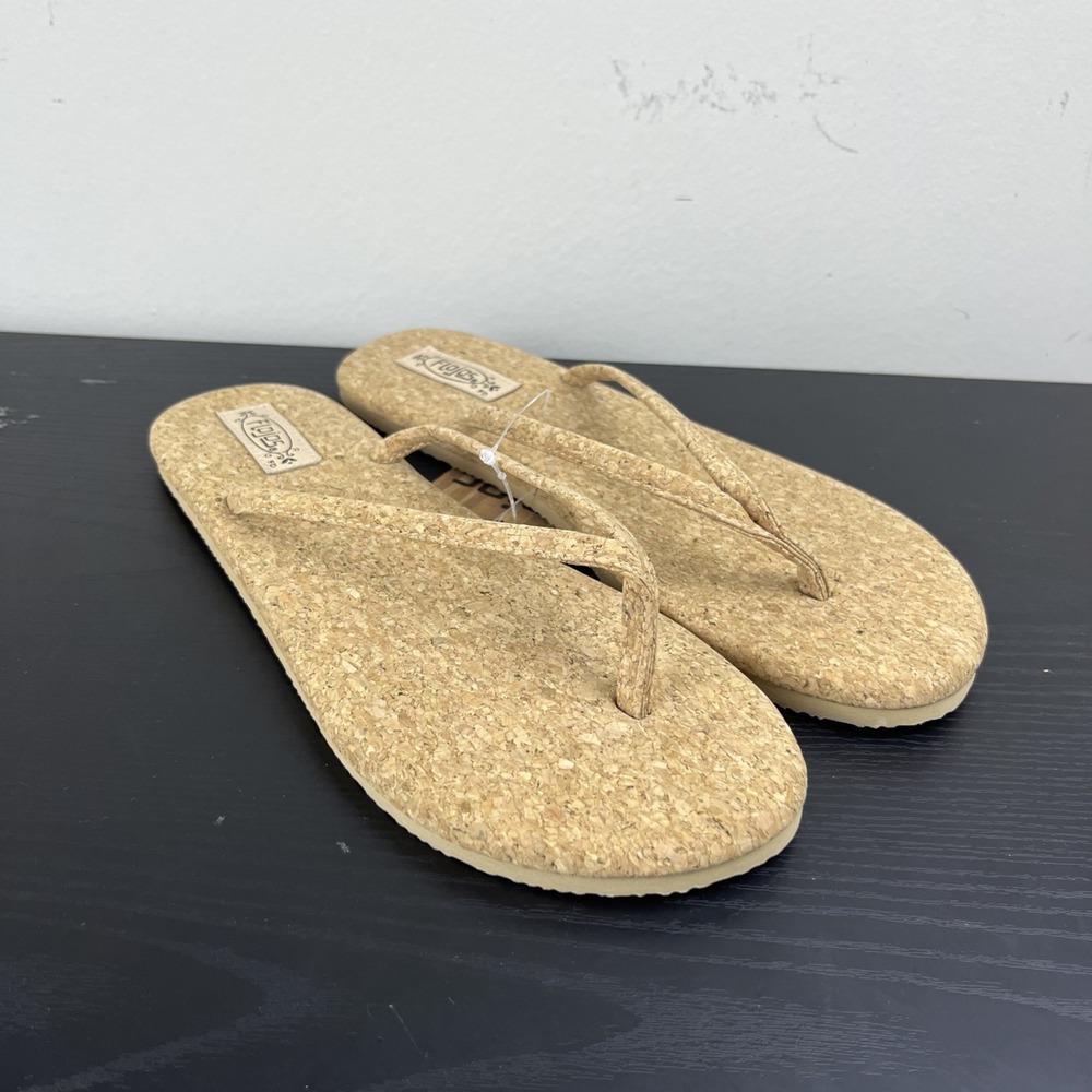 Flojos Fiesta Women's Size 10 Brown Tan Flip Flops Sandals NEW